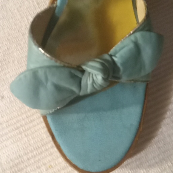 ALDO TEAL LEATHER PLATFORM SANDALS - Picture 6 of 7